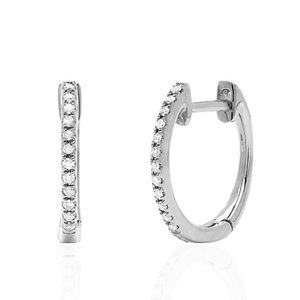 EF Collection 14k White Gold Diamond Huggies